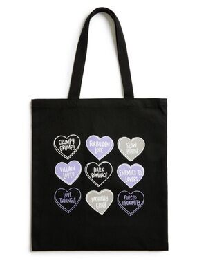 🔵 Sour Tropes Conversation Hearts Tote Bag Target Exclusive Black Canvas NEW